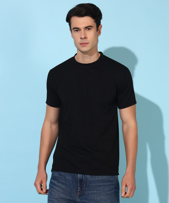 Christy World Solid Men Round Neck Black T-Shirt