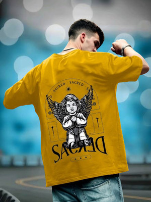 LGR FASHION Solid, Typography, Printed Men Round Neck Yellow T-Shirt
