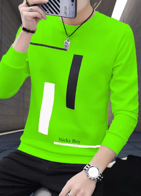 Conway Printed, Typography Men Round Neck Reversible Light Green T-Shirt