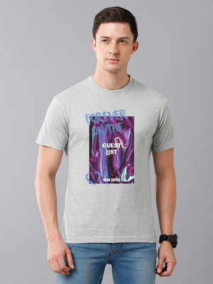 Moda Rapido Printed Men Round Neck Grey T-Shirt