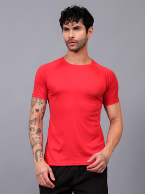 UDI n ADI Solid Men Round Neck Red T-Shirt