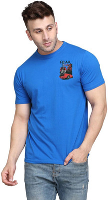 Lawful Casual Printed Men Round Neck Blue T-Shirt