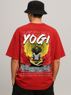 Hazuku Printed, Graphic Print, Typography Men Round Neck Red T-Shirt