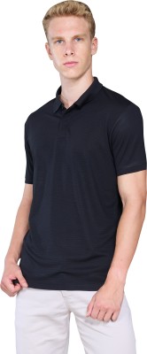 Maxzone Solid Men Polo Neck Black T-Shirt