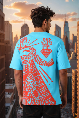 The Indian Garage Co. Printed Men Crew Neck Blue T-Shirt