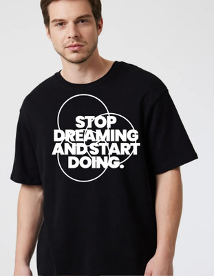 KS IMPEX Self Design Men Round Neck Black T-Shirt