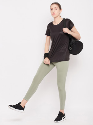Clovia Solid Women Round Neck Black T-Shirt