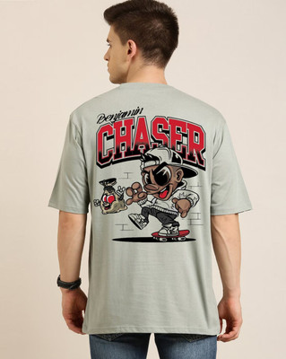 Clickwell Trending Printed, Typography Men Round Neck Grey T-Shirt