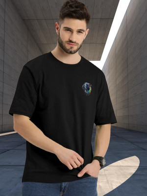 Dark Drive Printed Men Round Neck Black T-Shirt
