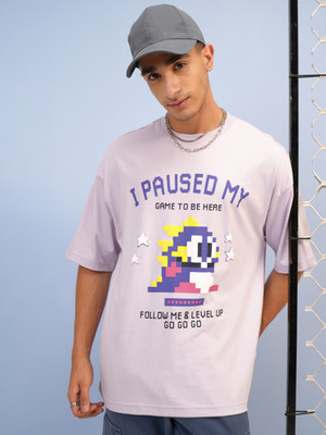 HIGHLANDER Printed Men Round Neck Pink T-Shirt