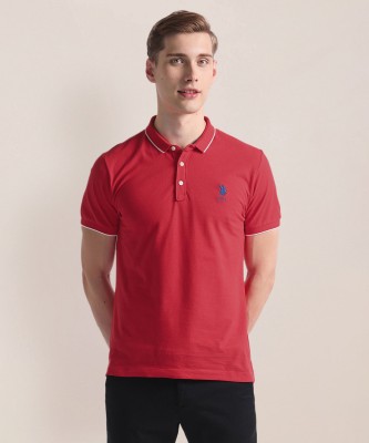 U.S. POLO ASSN. Solid Men Polo Neck Red T-Shirt