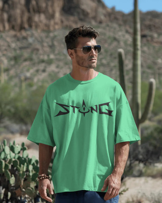 silver moon clothing Printed Men Round Neck Light Green T-Shirt