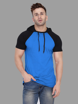 BEYOU FASHION Colorblock Men Hooded Neck Blue T-Shirt