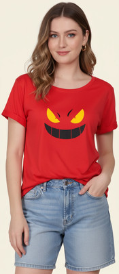 Sparrow sky Graphic Print Women Round Neck Red T-Shirt