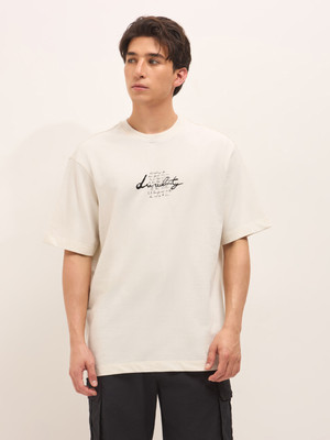 THE BEAR HOUSE Printed Men Crew Neck Beige T-Shirt