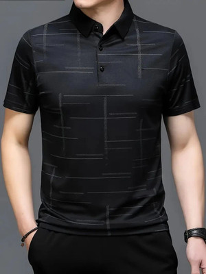 ENDGAME Printed Men Polo Neck Black T-Shirt
