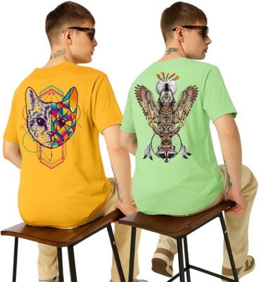 Kasendra Graphic Print Men Round Neck Multicolor T-Shirt
