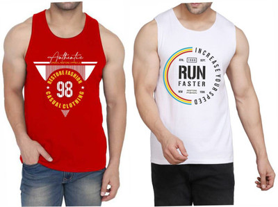 WOOSTRO Printed Men Scoop Neck Red, White T-Shirt