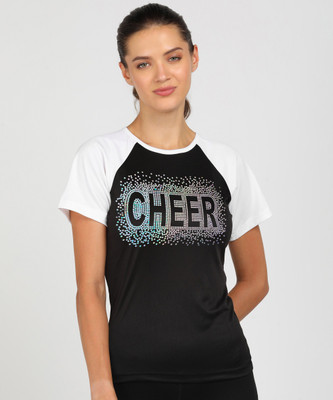 SHASHVI Printed Women Round Neck Black, White T-Shirt