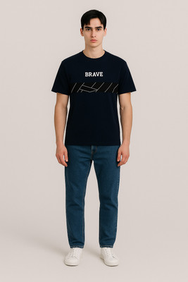 Clever Fox Printed Men Round Neck Black T-Shirt