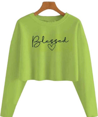 FENDURA Typography Women Round Neck Green T-Shirt
