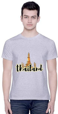 CreativiT Printed Men Round Neck Grey T-Shirt