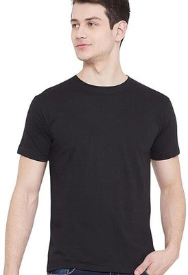 Comio Solid Men Round Neck Black T-Shirt