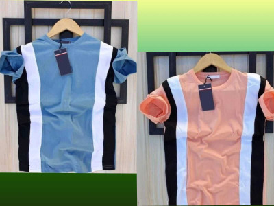 squareretails Printed, Colorblock Men Round Neck Pink, Blue T-Shirt