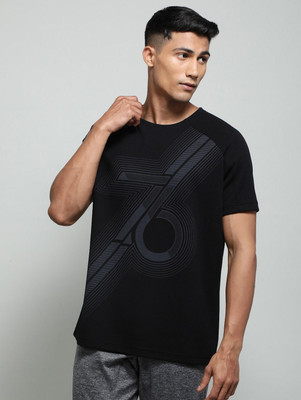 JOCKEY Self Design Men Round Neck Black T-Shirt