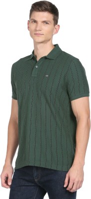 Arrow Sport Striped Men Polo Neck Green T-Shirt