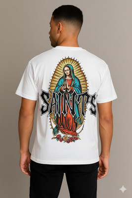 NEWRICH Printed Men Round Neck White T-Shirt