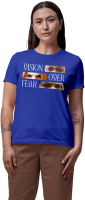 Fighterhero Printed Women Round Neck Blue T-Shirt