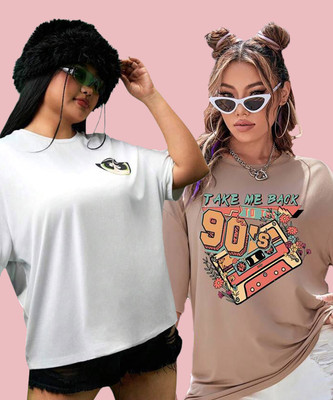 DreamBe Printed Women Round Neck Multicolor T-Shirt