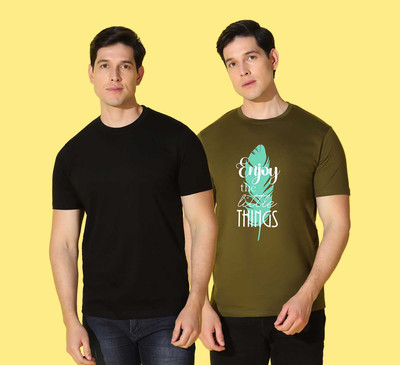 WOOSTRO Graphic Print Men Round Neck Black, Green T-Shirt