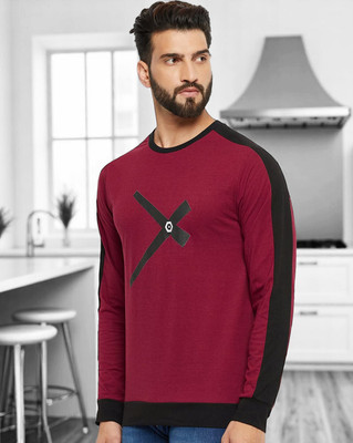 FASHIUM Printed Men Round Neck Maroon T-Shirt