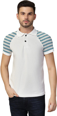 tfurnish Striped Men Polo Neck Blue T-Shirt