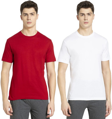 JOCKEY Solid Men Round Neck Red, White T-Shirt