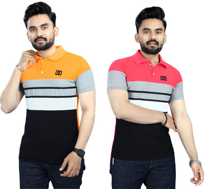 USPN Colorblock, Printed Men Polo Neck Multicolor T-Shirt