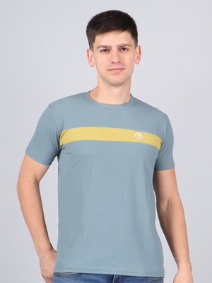 WILD ELEPHANT Self Design Men Round Neck Grey T-Shirt