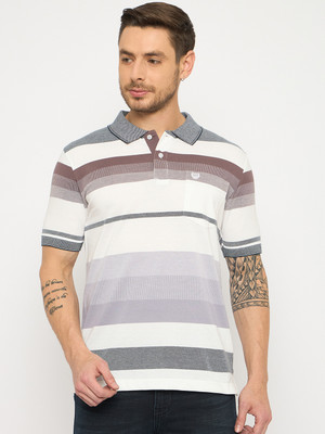 DUKE Striped Men Polo Neck Multicolor T-Shirt