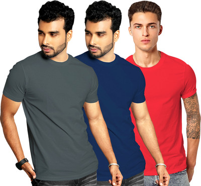 FADMARK Solid Men Round Neck Multicolor T-Shirt