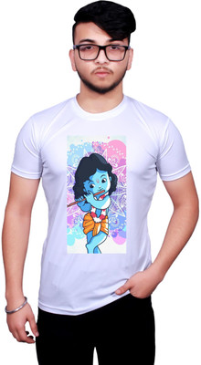 NITYANAND CREATIONS Printed Men Round Neck White T-Shirt