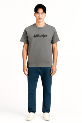 Clever Fox Graphic Print Men Round Neck Grey T-Shirt