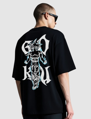 LYNX CLUB Graphic Print, Self Design Men Round Neck Black T-Shirt