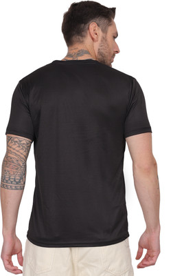 AltaModa Printed Men Round Neck Black T-Shirt