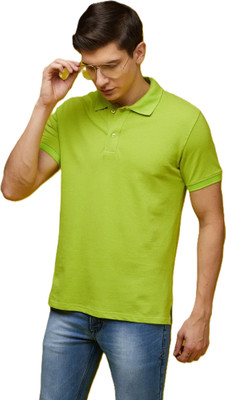 Shri Ji Collection Solid Men Polo Neck Green T-Shirt