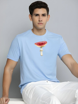 SZN Graphic Print Men Round Neck Light Blue T-Shirt