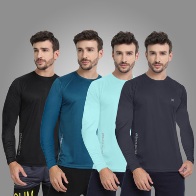 FTX Solid Men Round Neck Multicolor T-Shirt