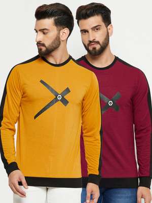 EMERALD APPAREL TRADING Printed Men Round Neck Yellow T-Shirt