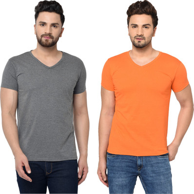 Adorbs Trend Solid Men V Neck Multicolor T-Shirt